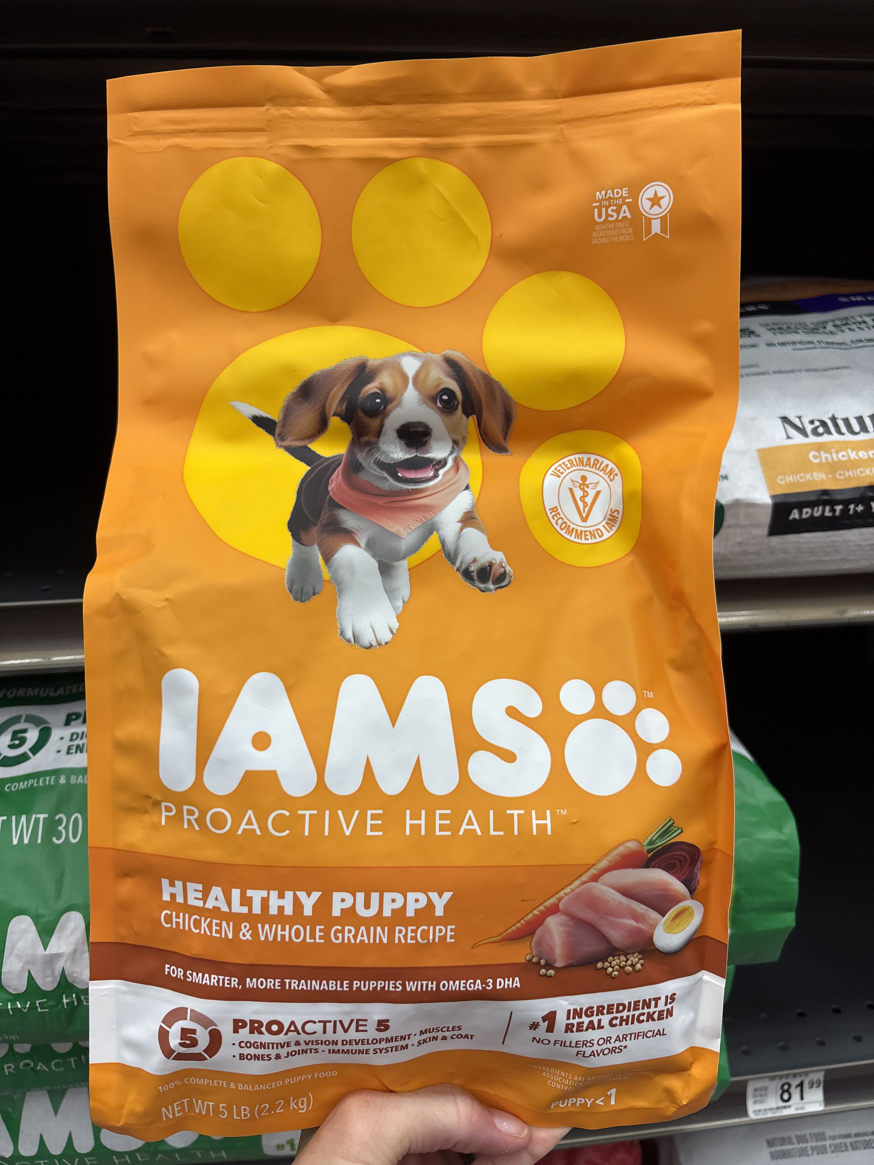IAMS Healthy Puppy Chicken & Whole Grain Recipe, front of the package