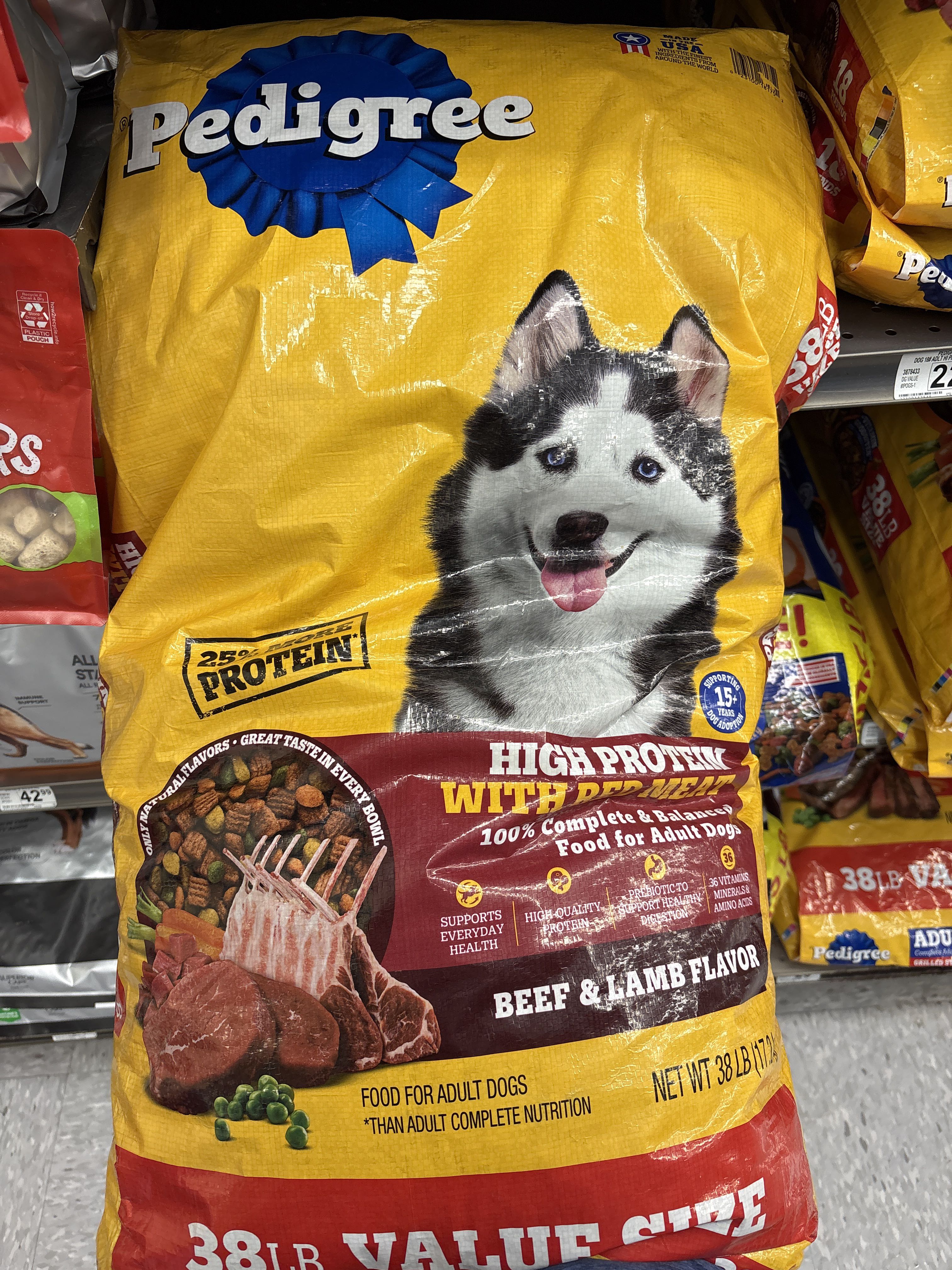 Pedigree High Protein with Red Meat Beef & Lamb Flavor, front of the package