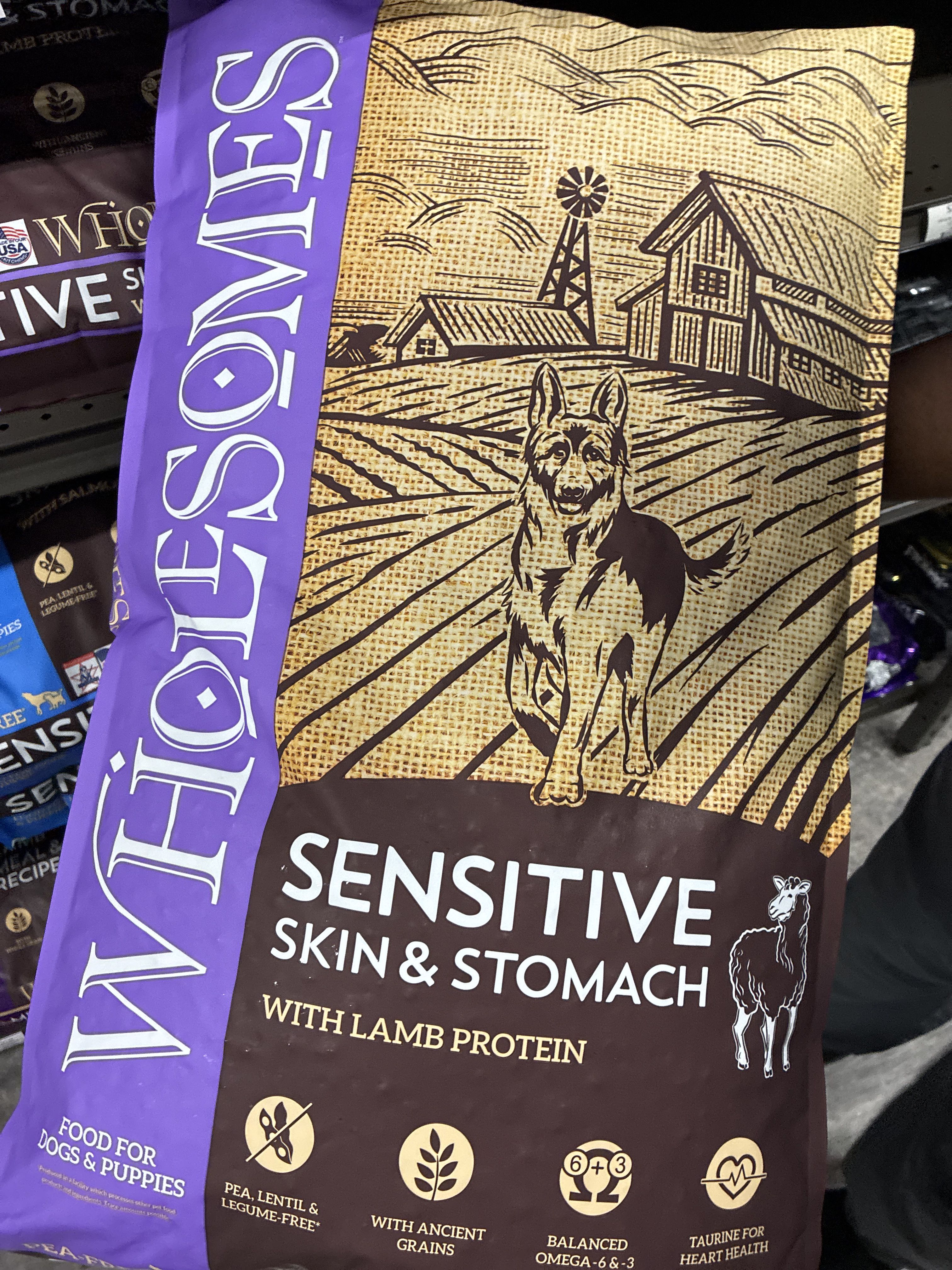 Wholesomes Sensitive Skin & Stomach with Lamb Protein, front of the package