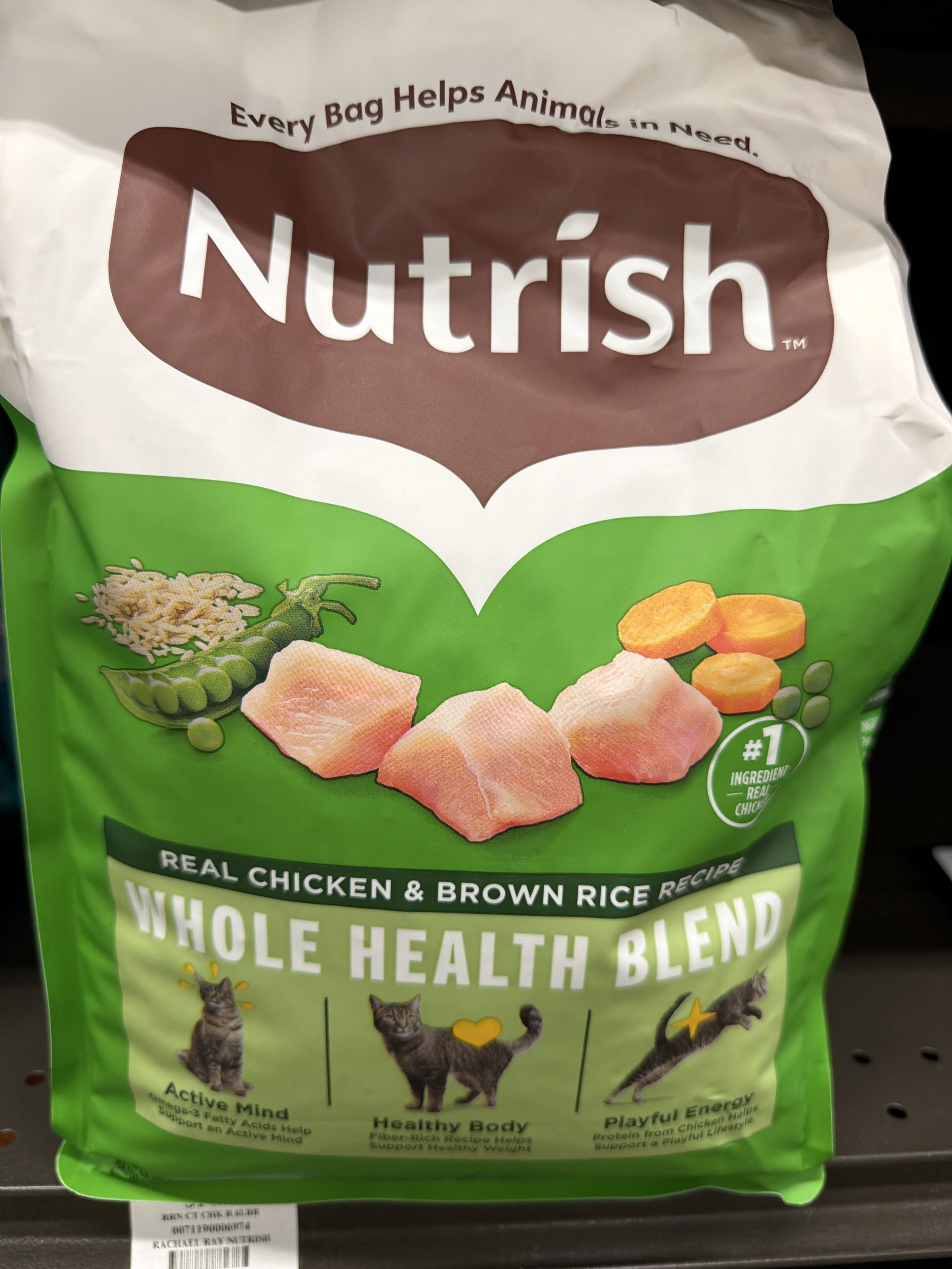 Nutrish Real Chicken & Brown Rice Recipe Whole Health Blend, front of the package