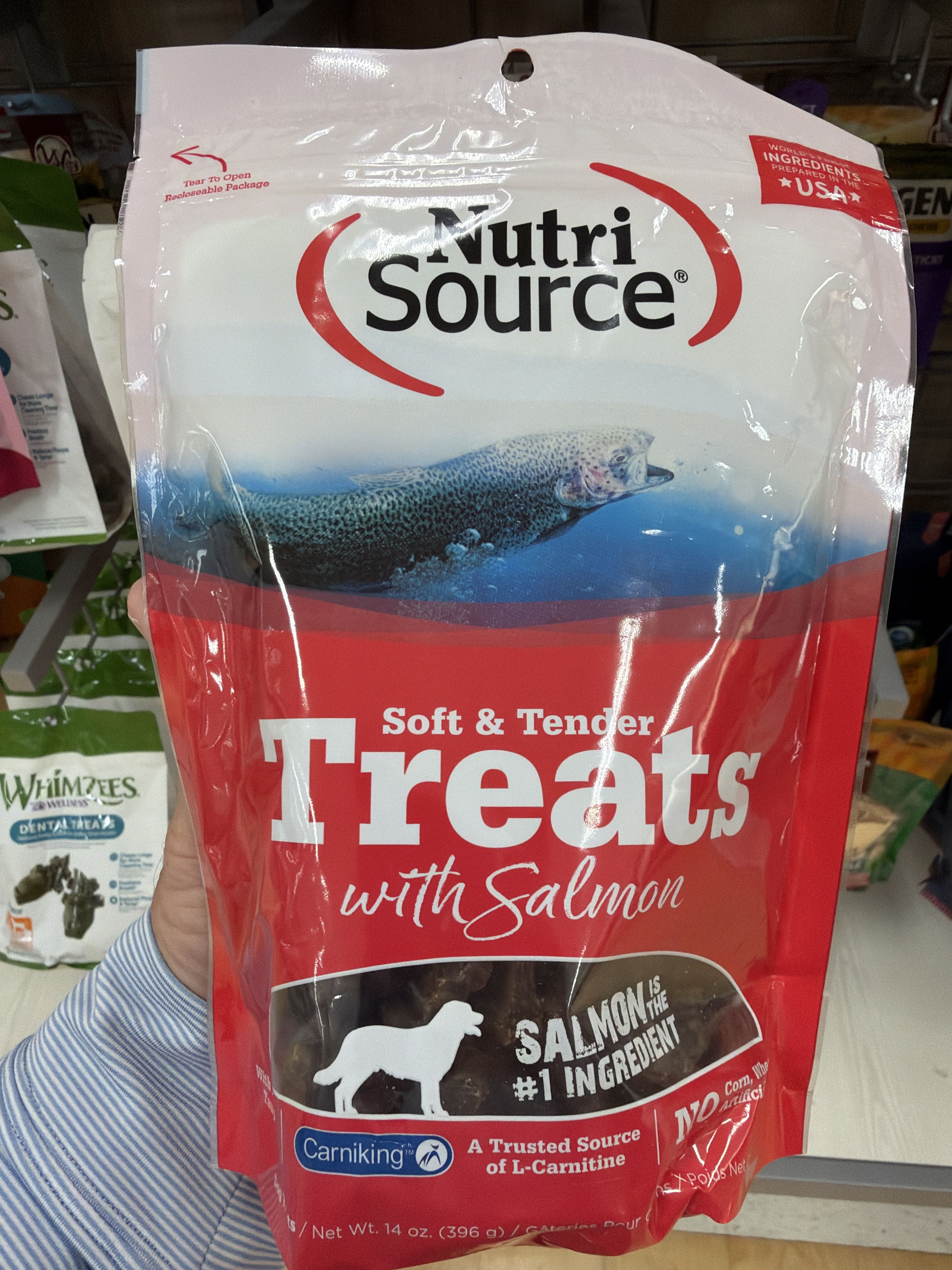 NutriSource Soft & Tender Treats with Salmon, front of the package