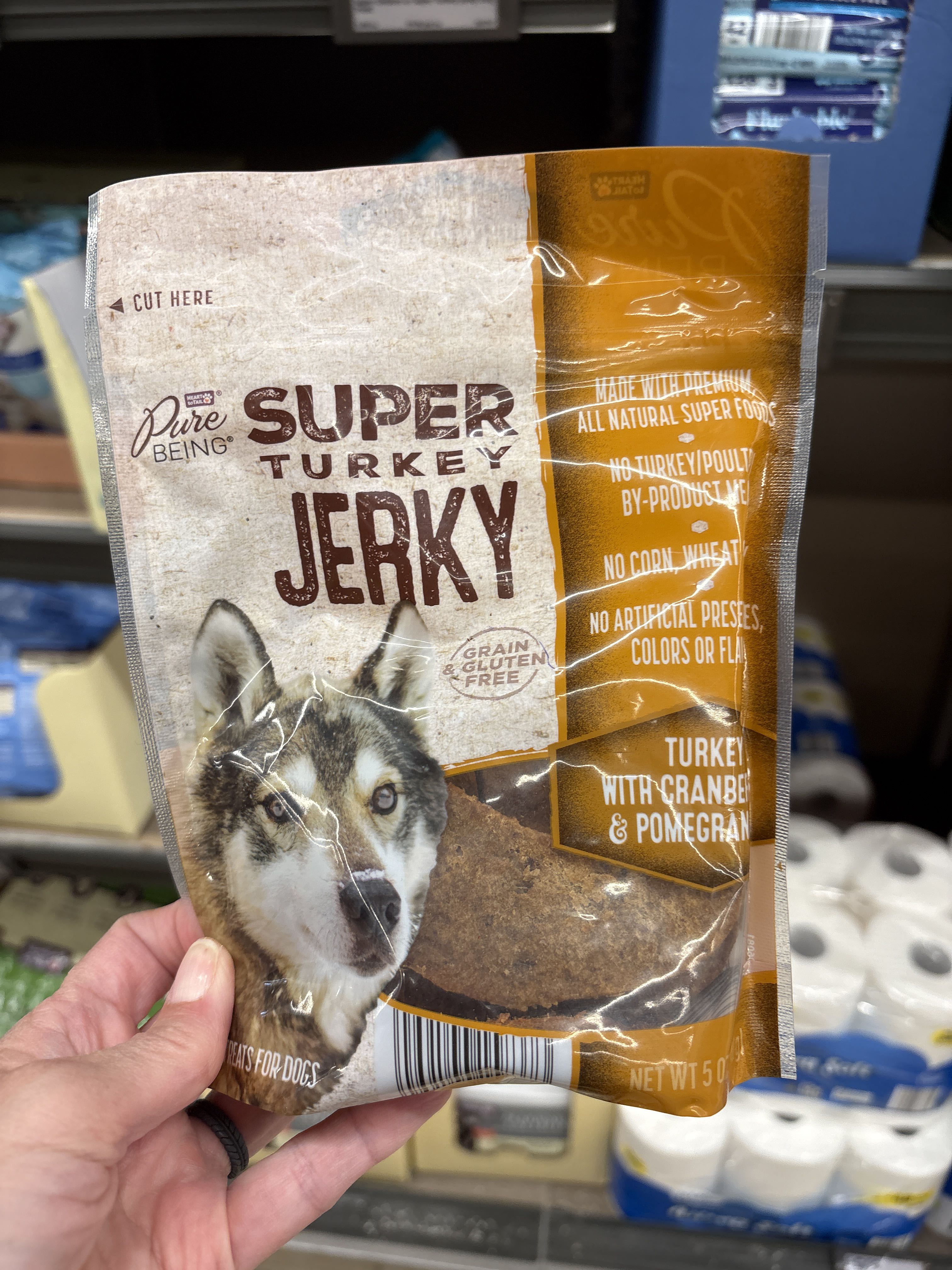 Pure Being Super Turkey Jerky Turkey with Cranberries & Pomegranate, front of the package