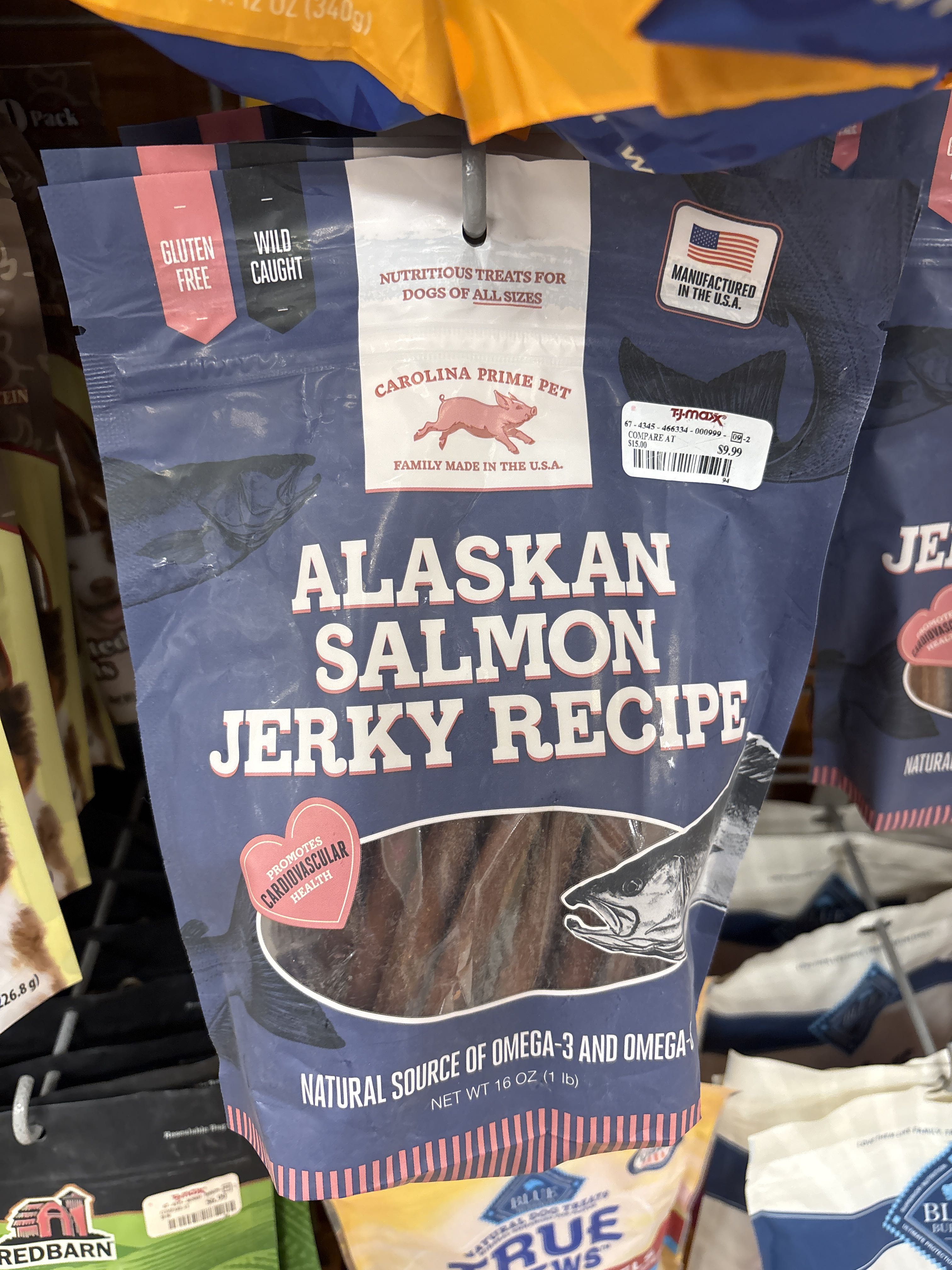 Carolina Prime Pet Alaskan Salmon Jerky Recipe, front of the package