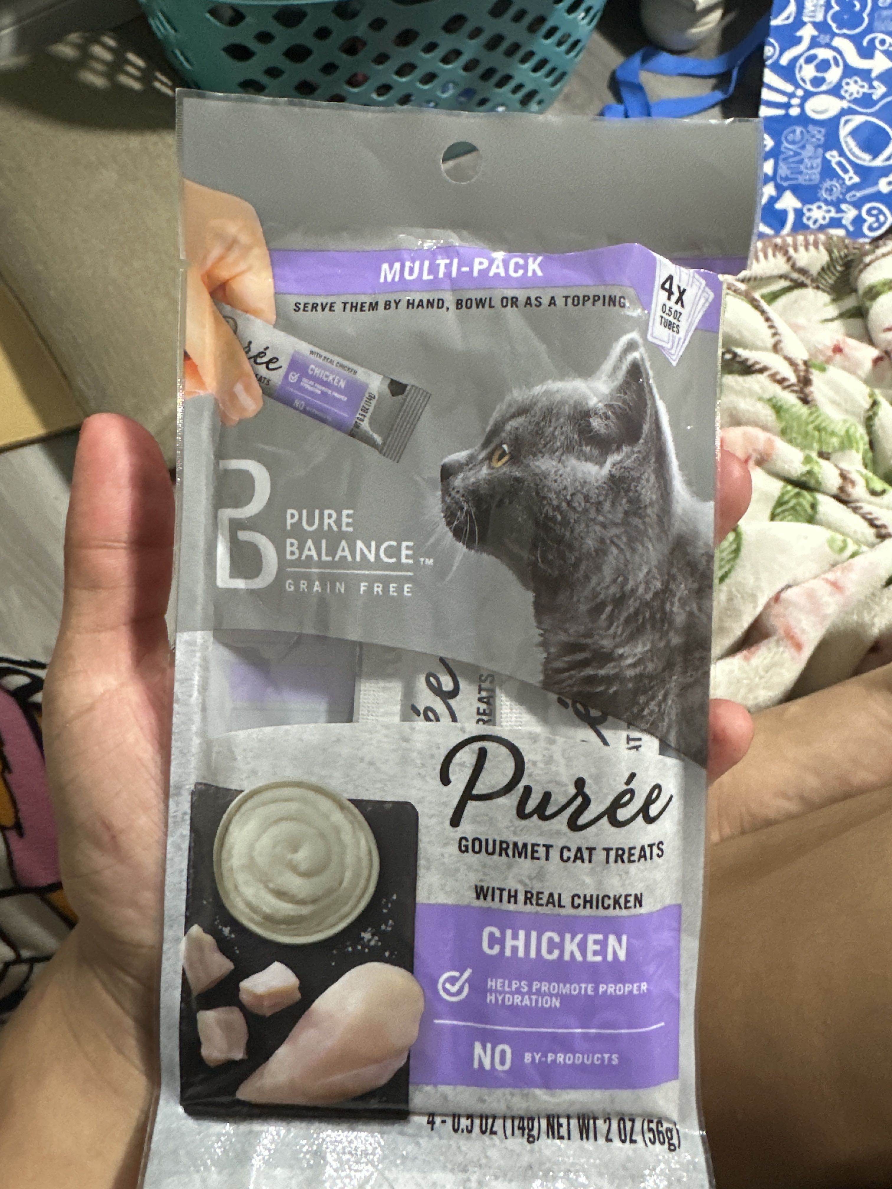 Pure Balance Purée Gourmet Cat Treats with Real Chicken, front of the package