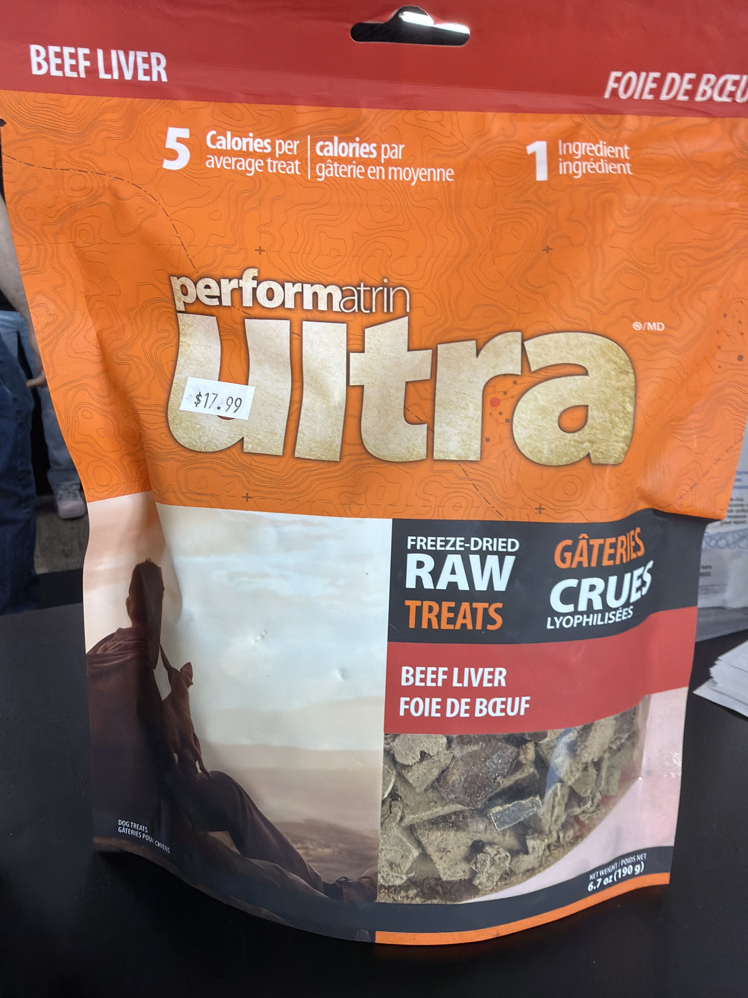 Performatrin Ultra Freeze-Dried Raw Treats Beef Liver, front of the package
