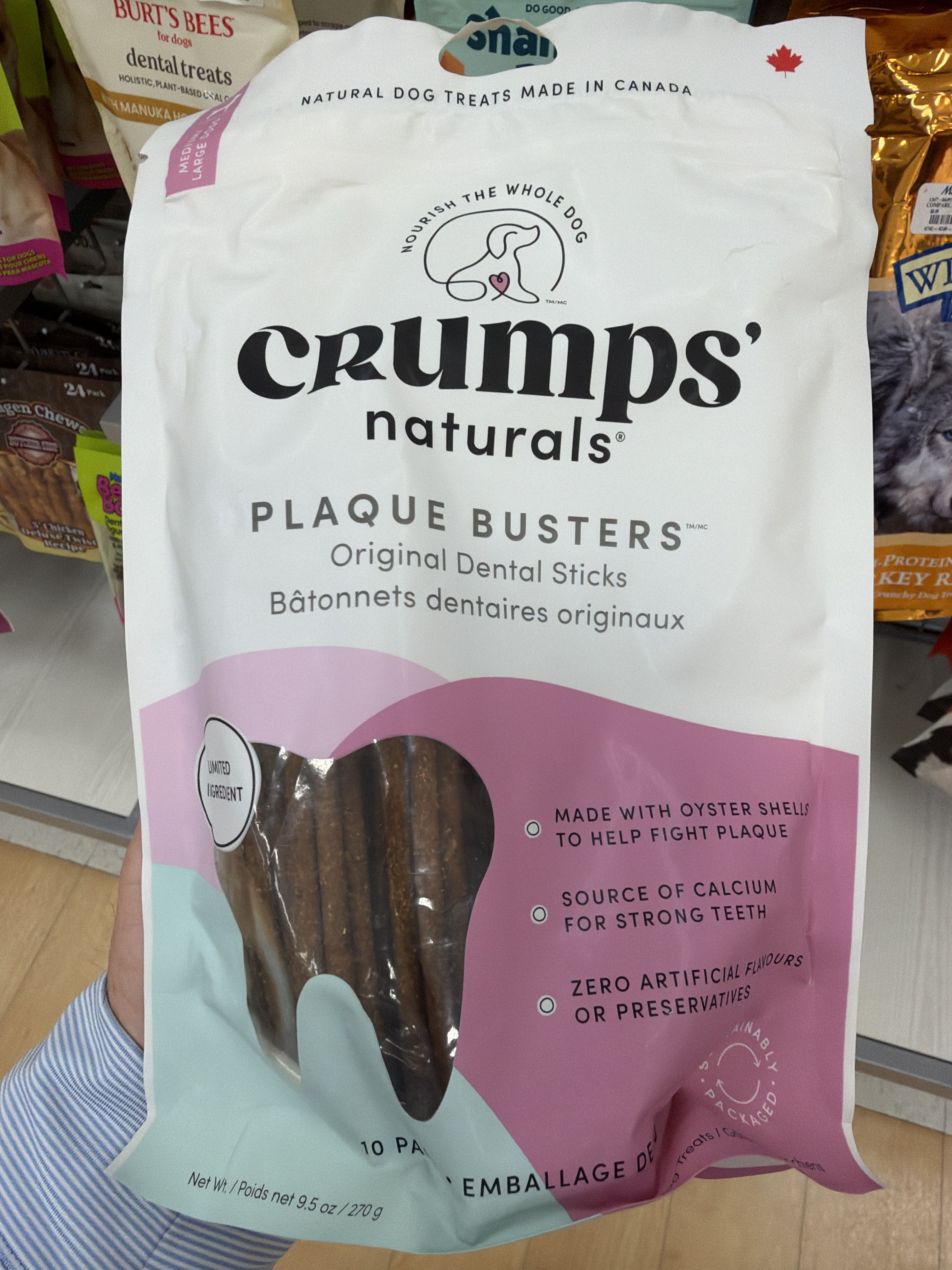 Crumps' Naturals Plaque Busters Original Dental Sticks, front of the package