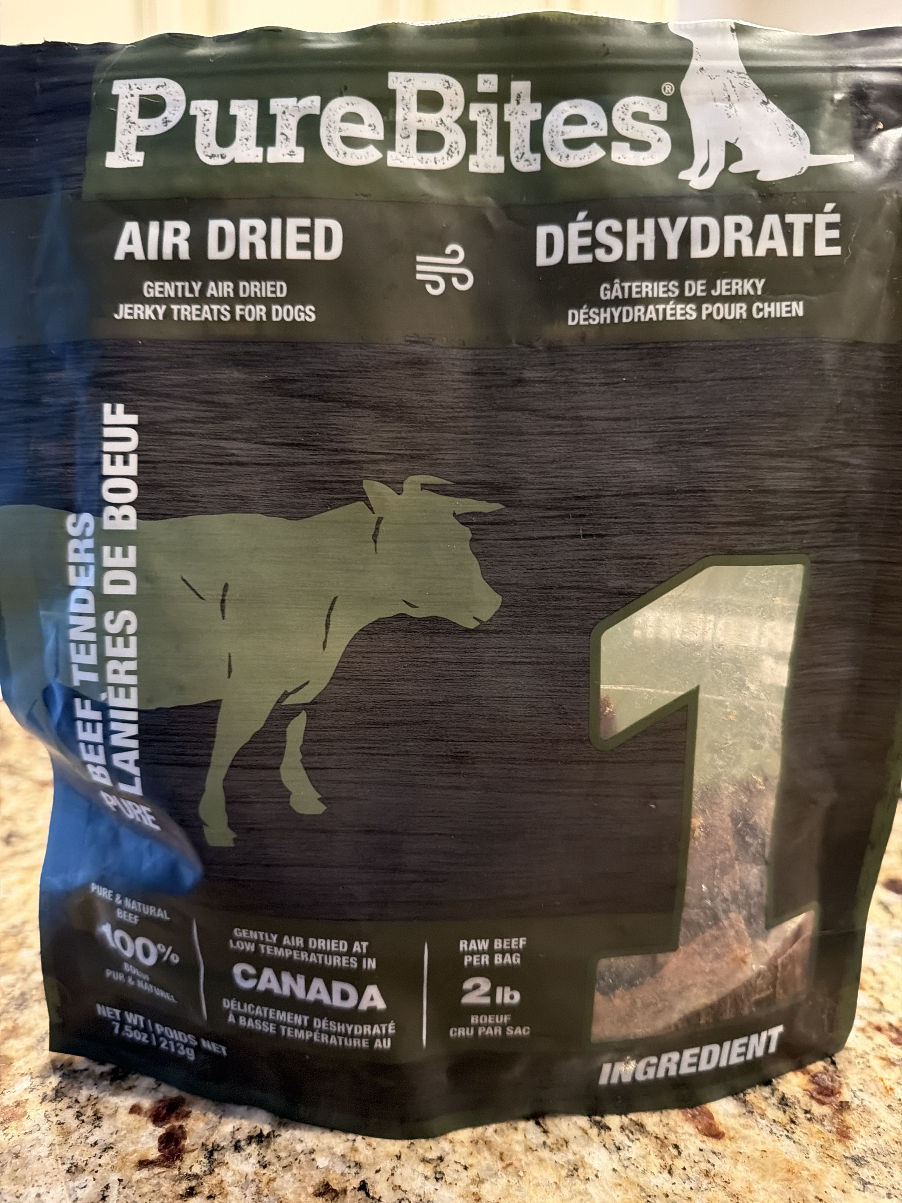 PureBites Air Dried Beef Tenders, front of the package
