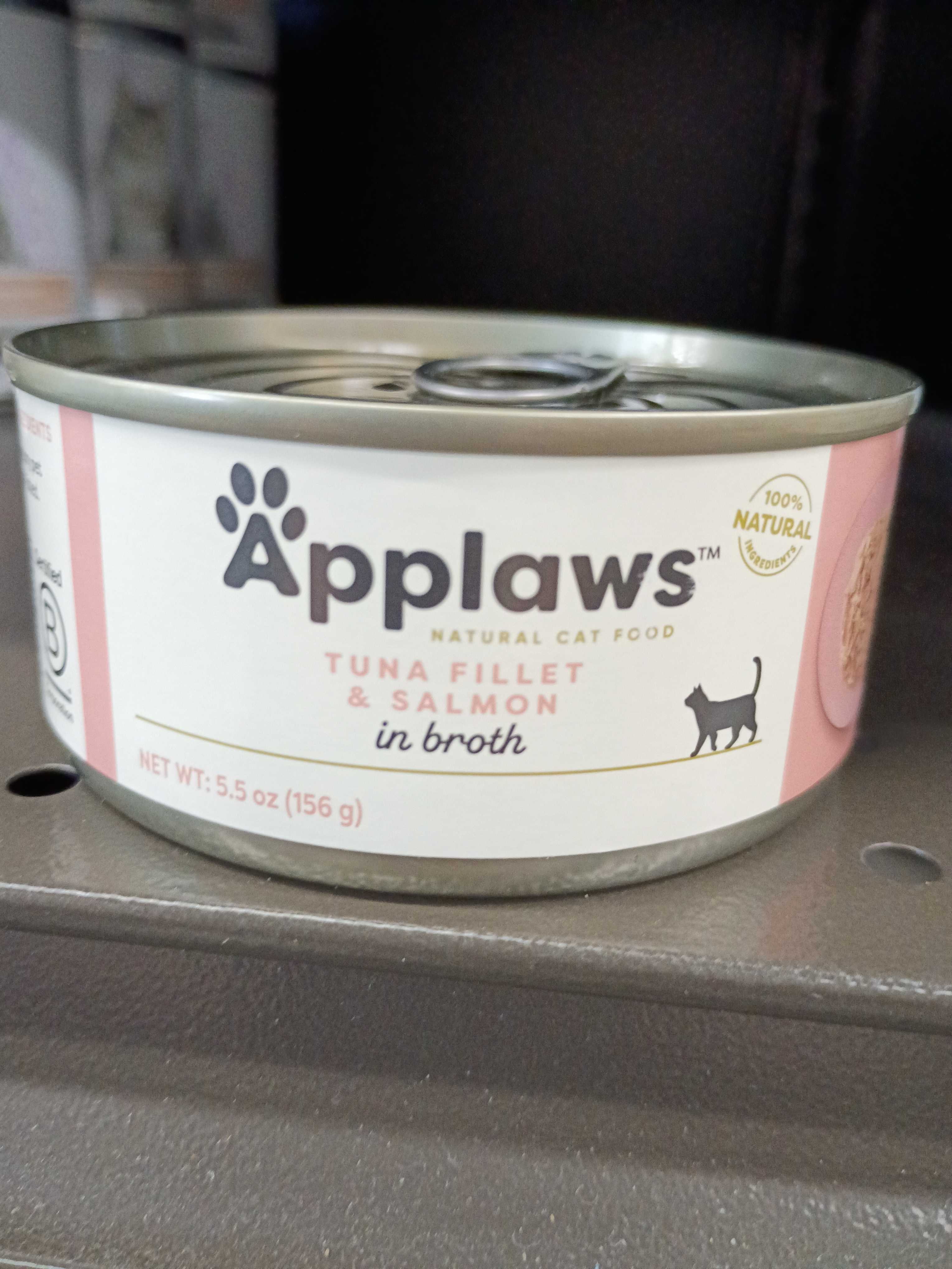 Applaws Tuna Fillet & Salmon in Broth, front of the package